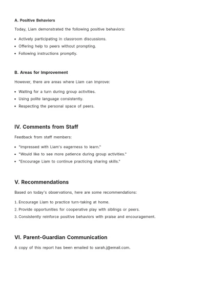 Free Child Daily Behavior Report Template to Edit Online