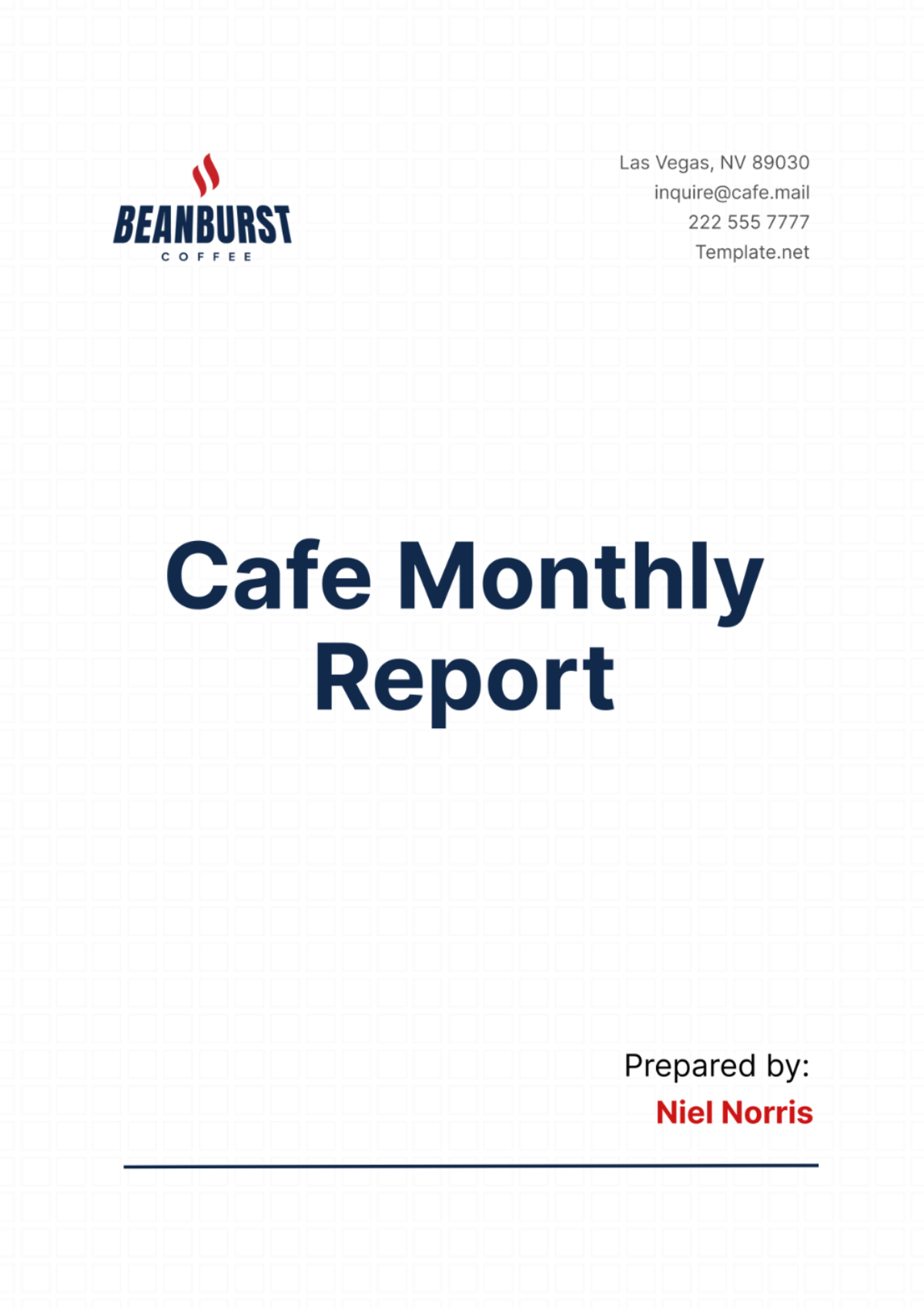 Cafe Monthly Report Template - Edit Online & Download