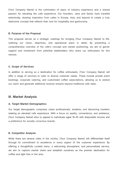 Free Cafe Service Proposal Template to Edit Online