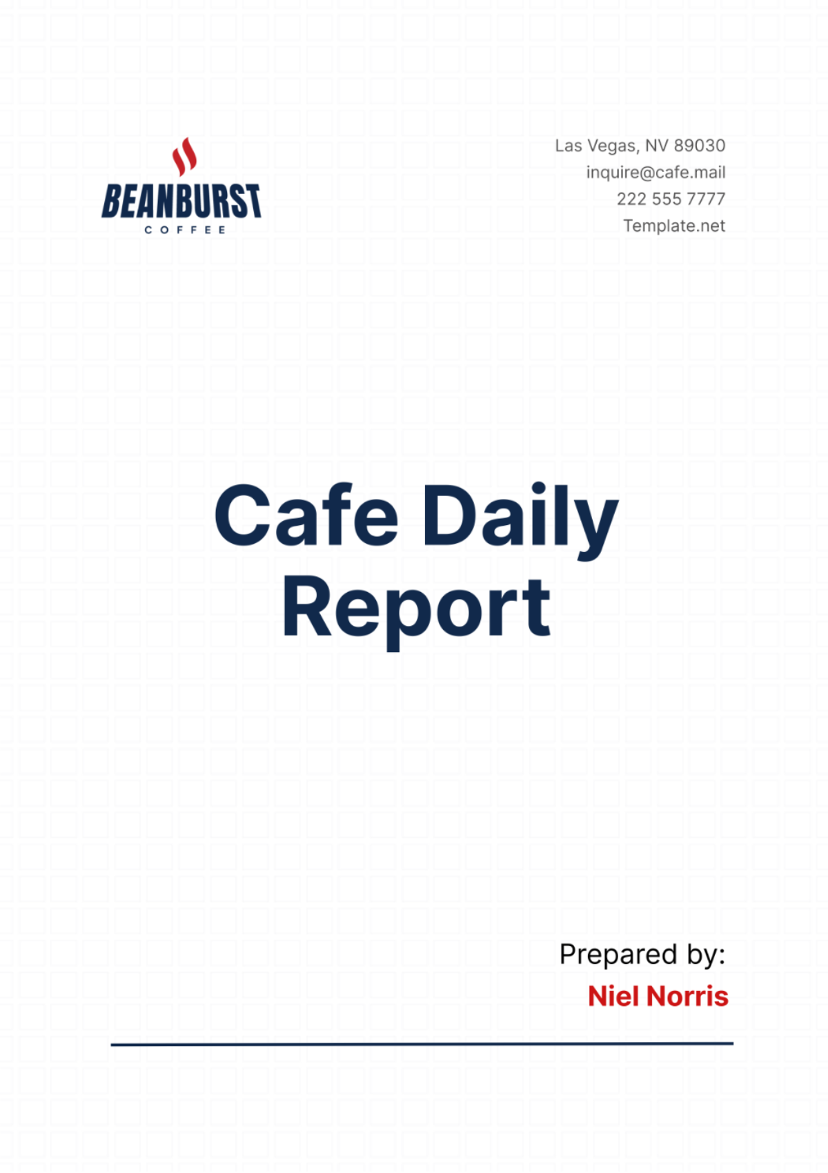 Cafe Daily Report Template - Edit Online & Download