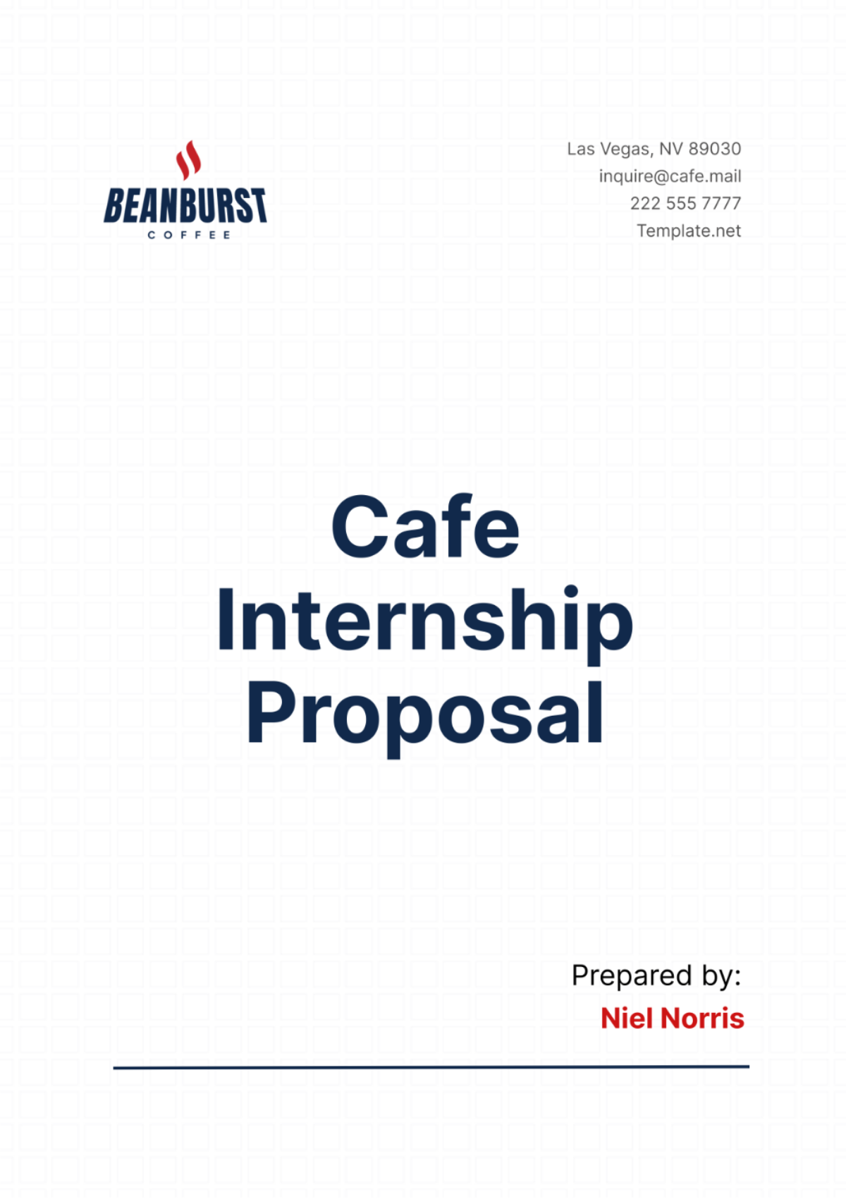 Cafe Internship Proposal Template - Edit Online & Download