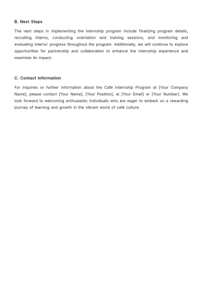 Free Cafe Internship Proposal Template to Edit Online