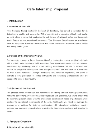 Free Cafe Internship Proposal Template to Edit Online