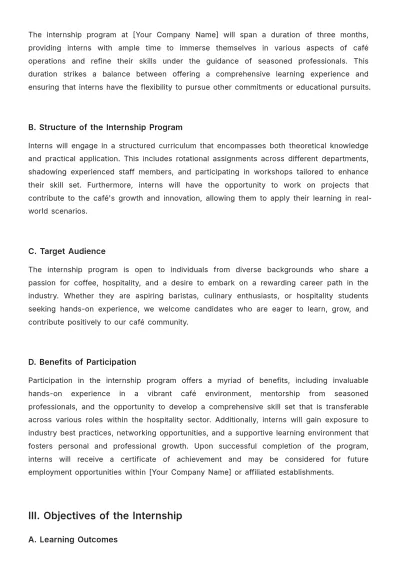 Free Cafe Internship Proposal Template to Edit Online