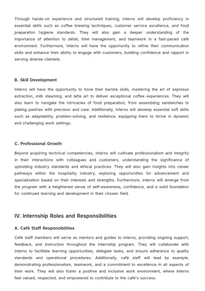 Free Cafe Internship Proposal Template to Edit Online