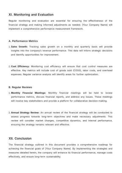 Free Cafe Financial Strategy Template to Edit Online