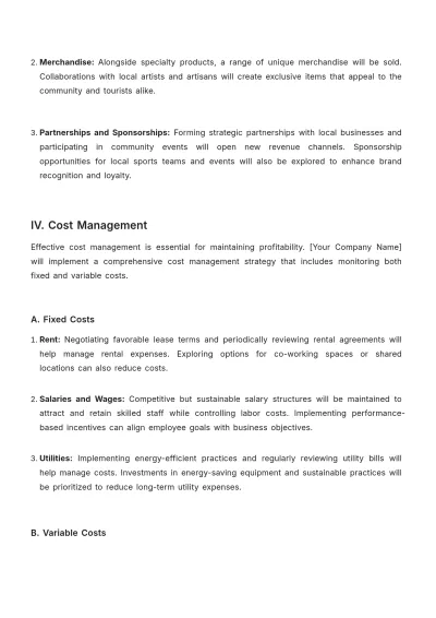 Free Cafe Financial Strategy Template to Edit Online