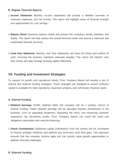 Free Cafe Financial Strategy Template to Edit Online