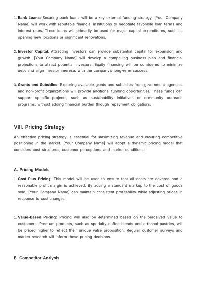 Free Cafe Financial Strategy Template to Edit Online