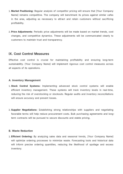 Free Cafe Financial Strategy Template to Edit Online