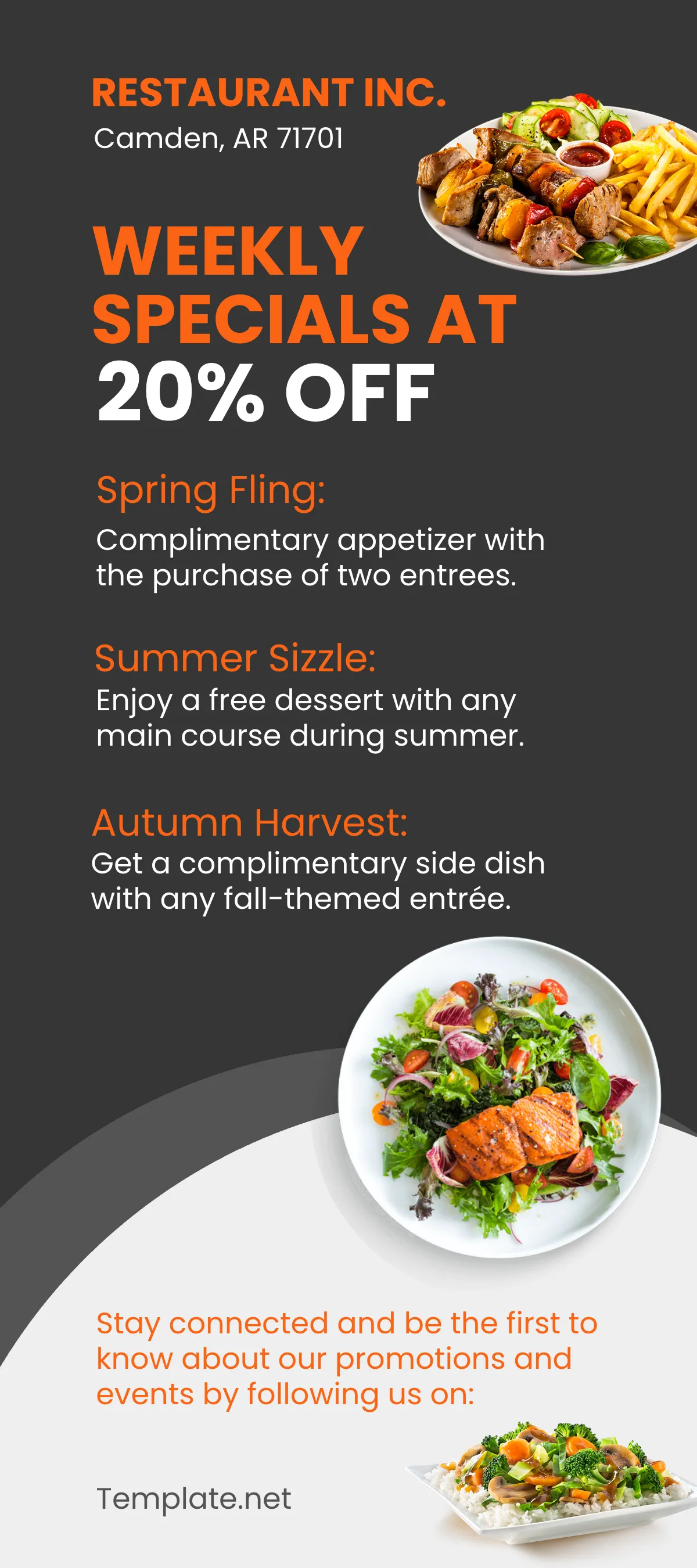 Free Restaurant Promotion Rack Card Template to Edit Online