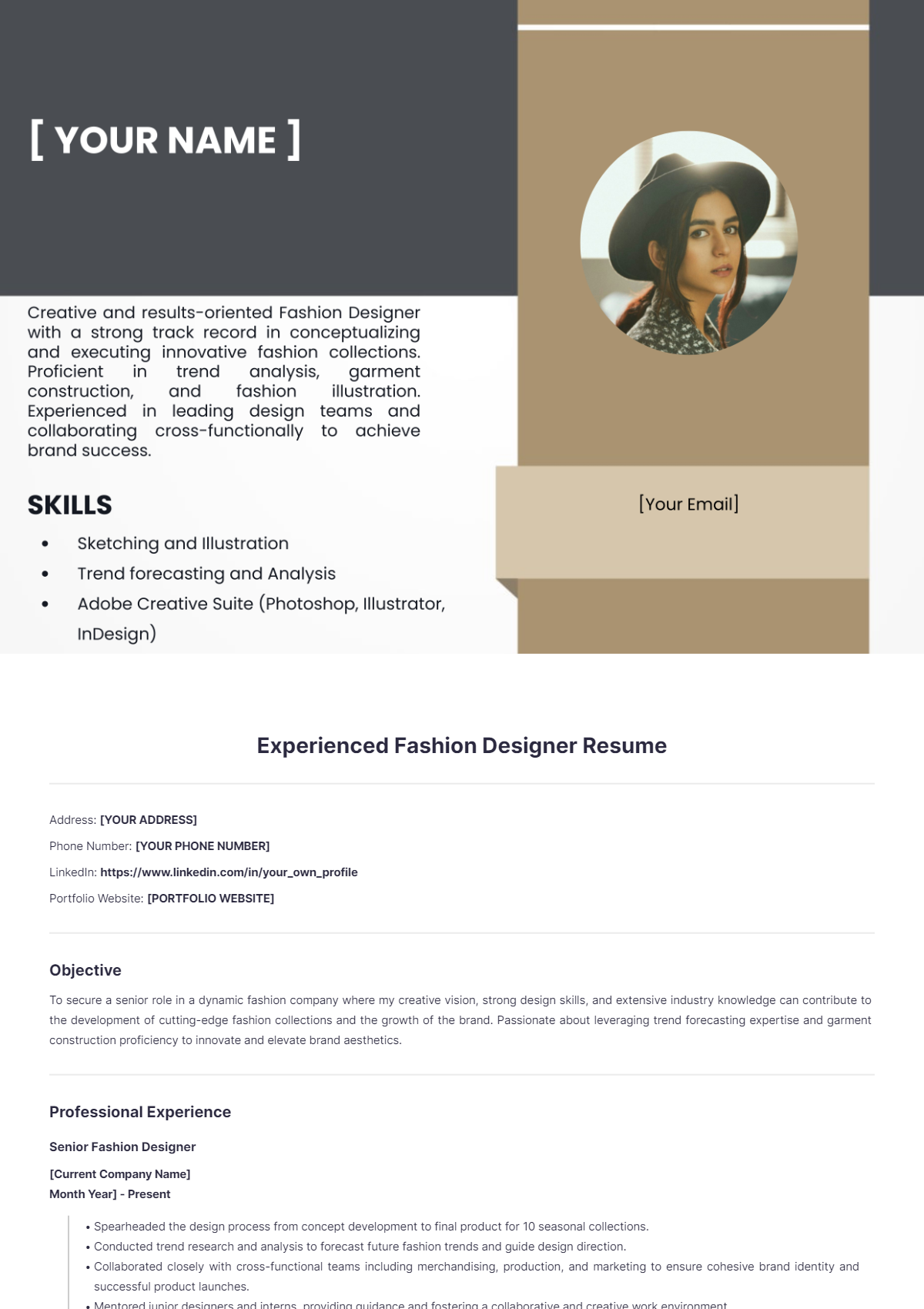 Experienced Fashion Designer Resume - Edit Online & Download