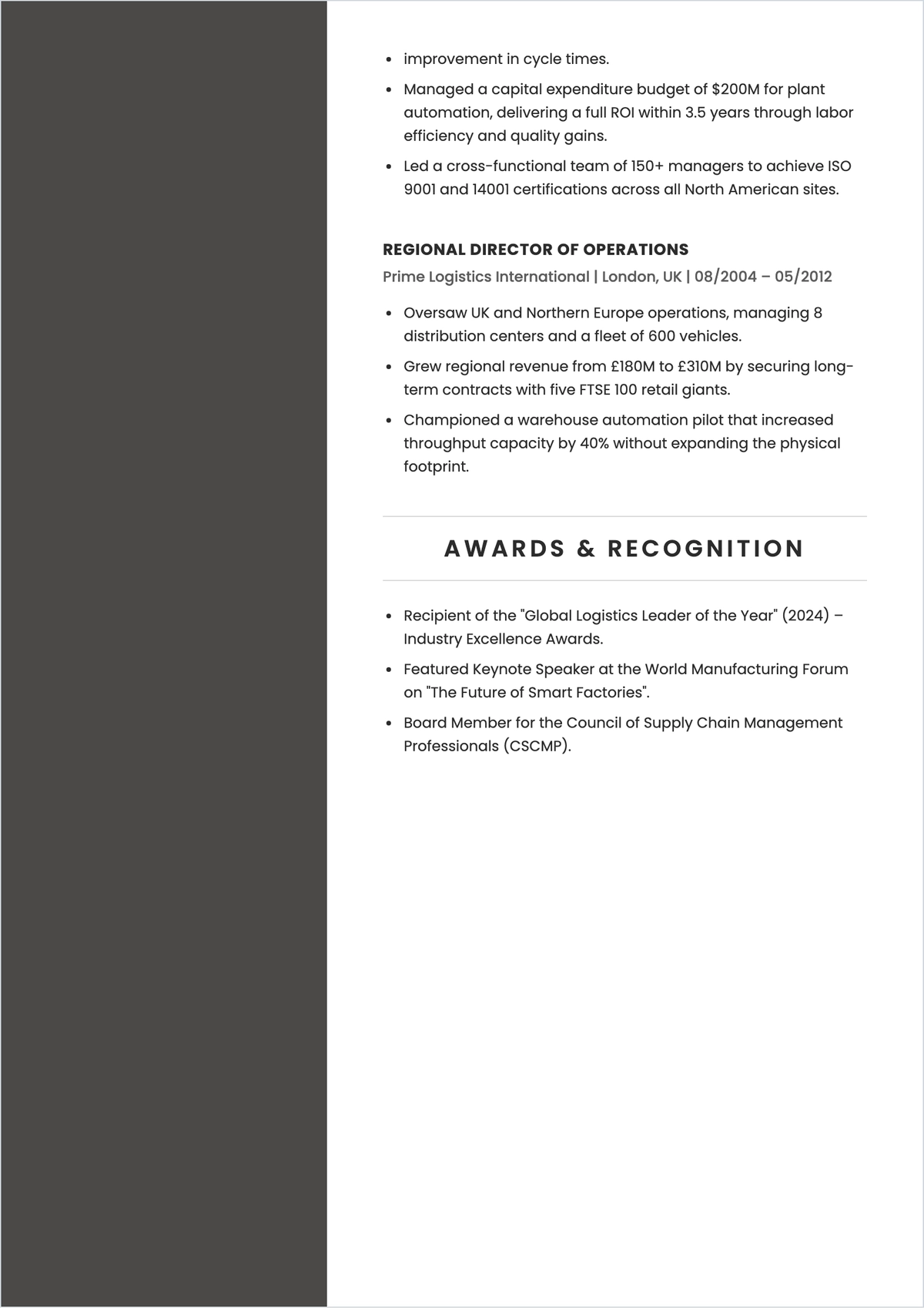 Free Company CEO ATS Resume Template, AI Resume Builder