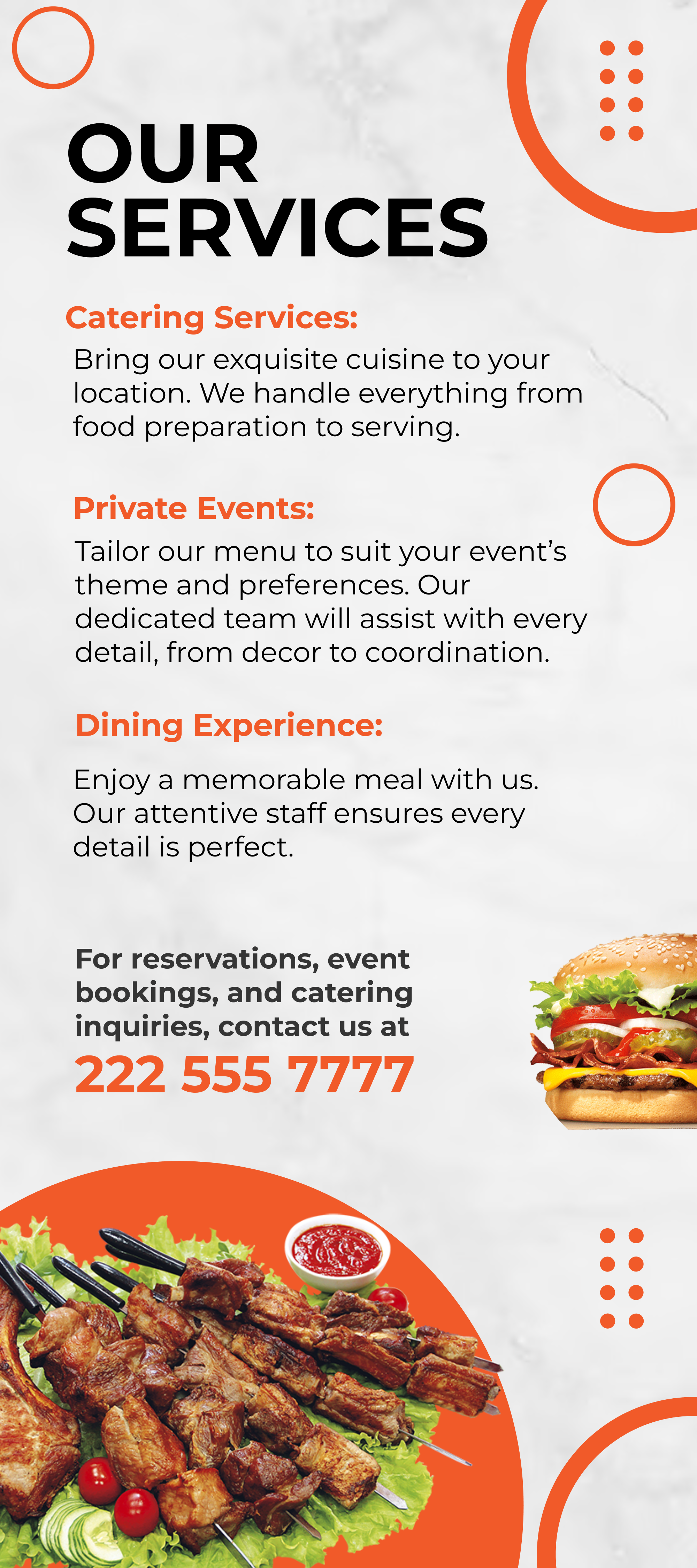 Free Restaurant Service Rack Card Template to Edit Online