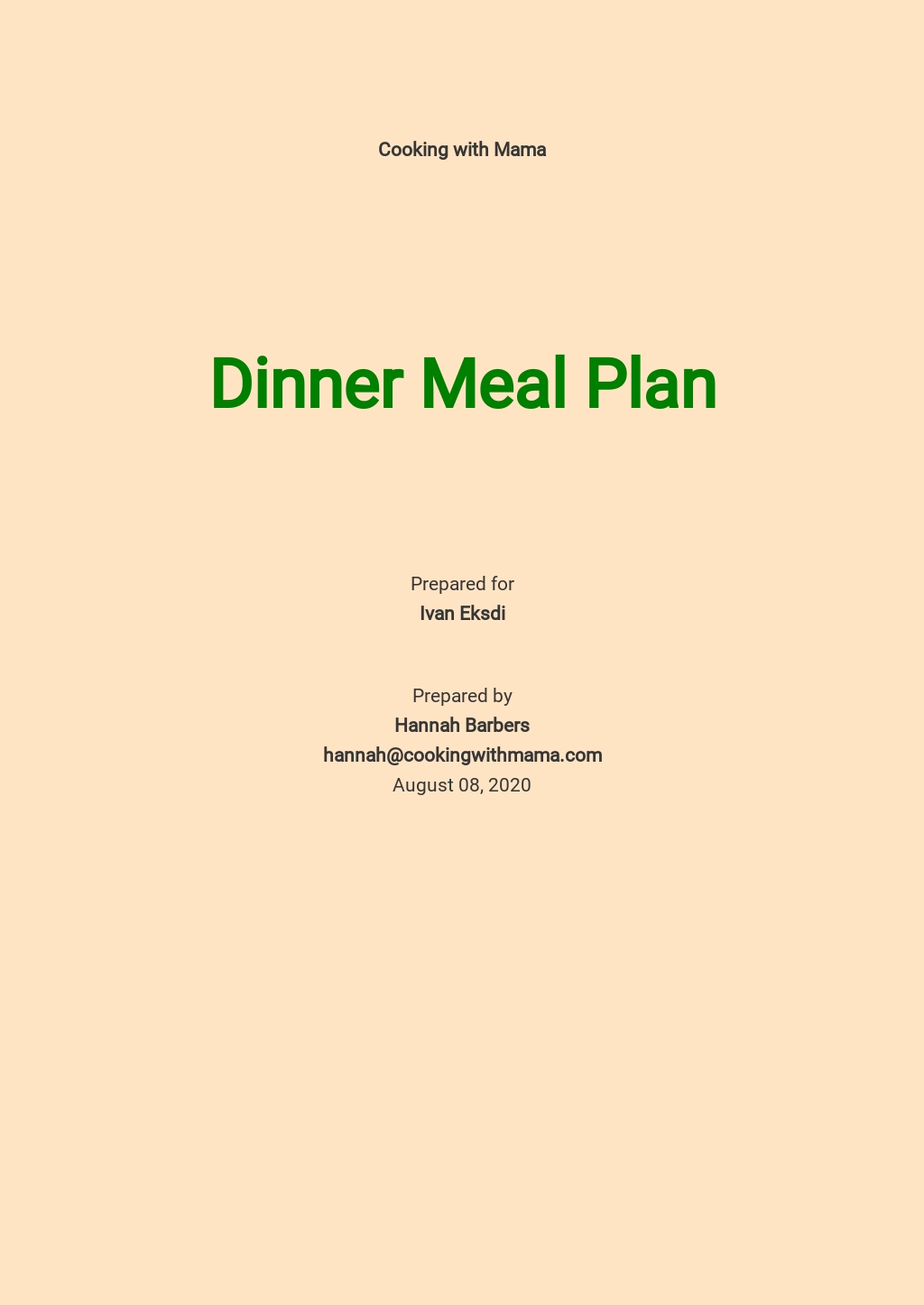 FREE Meal Plan Templates in Google Docs