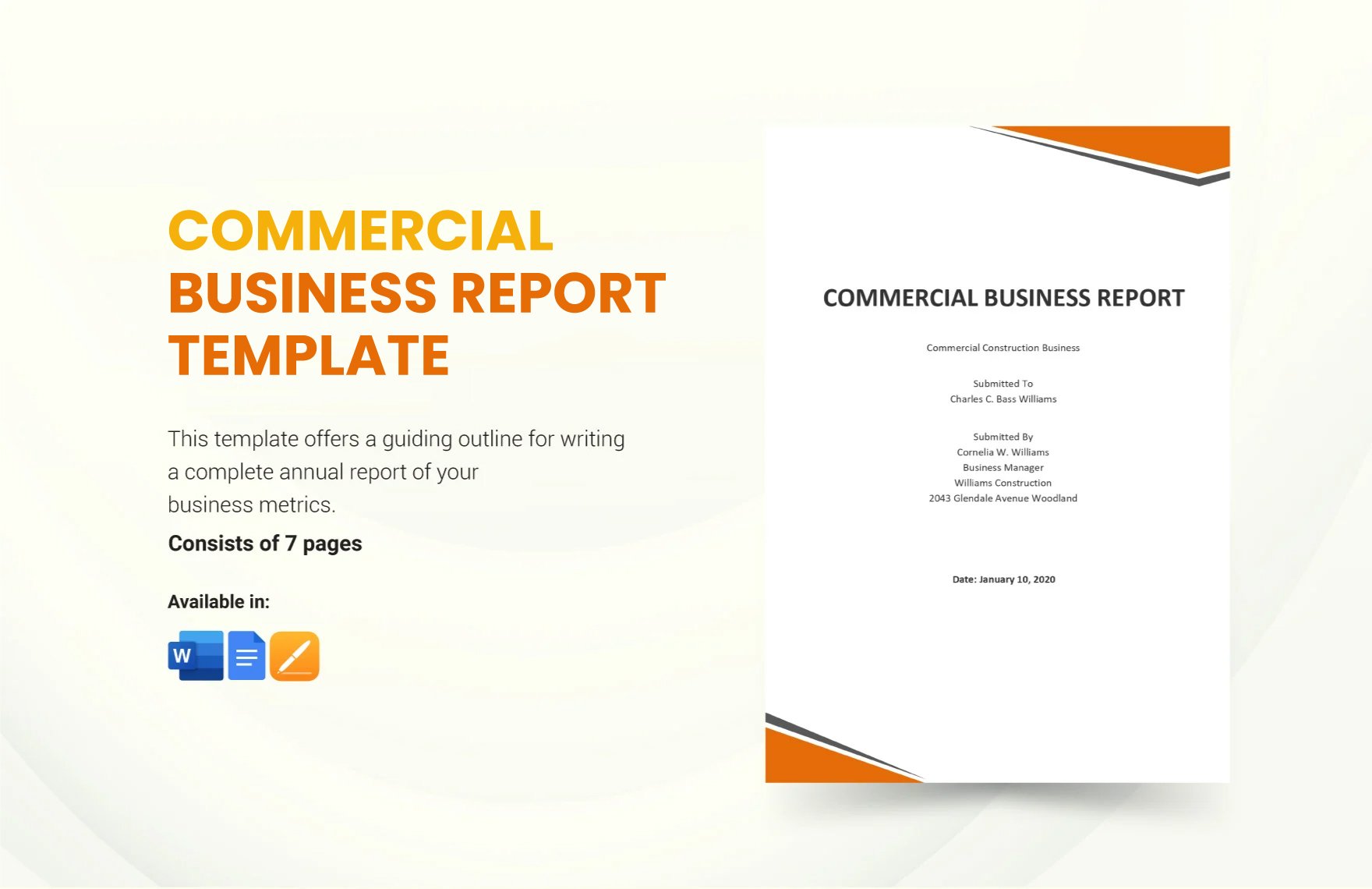 Free Commercial Business Report Template in Word, Google Docs, Apple Pages