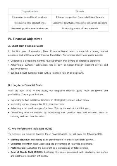 Free Cafe Financial Proposal Template to Edit Online