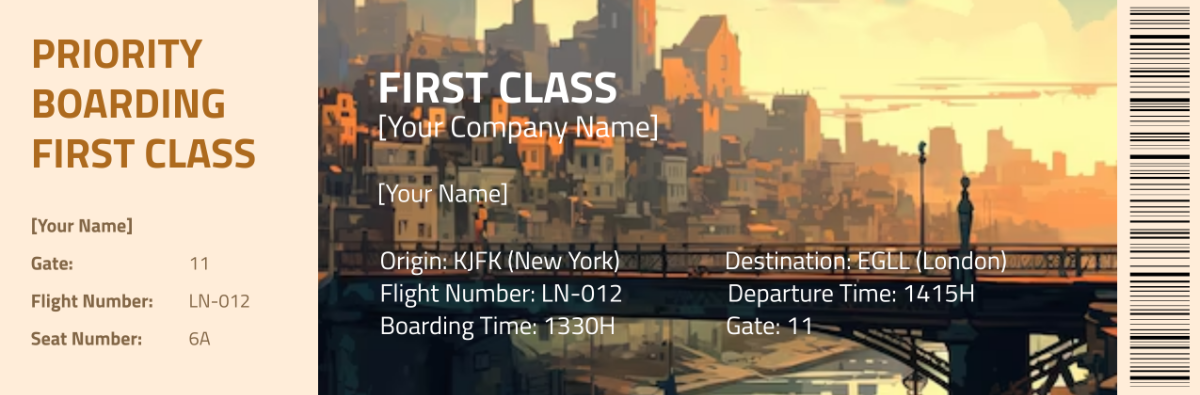 First Class Airline Ticket - Edit Online & Download Example | Template.net