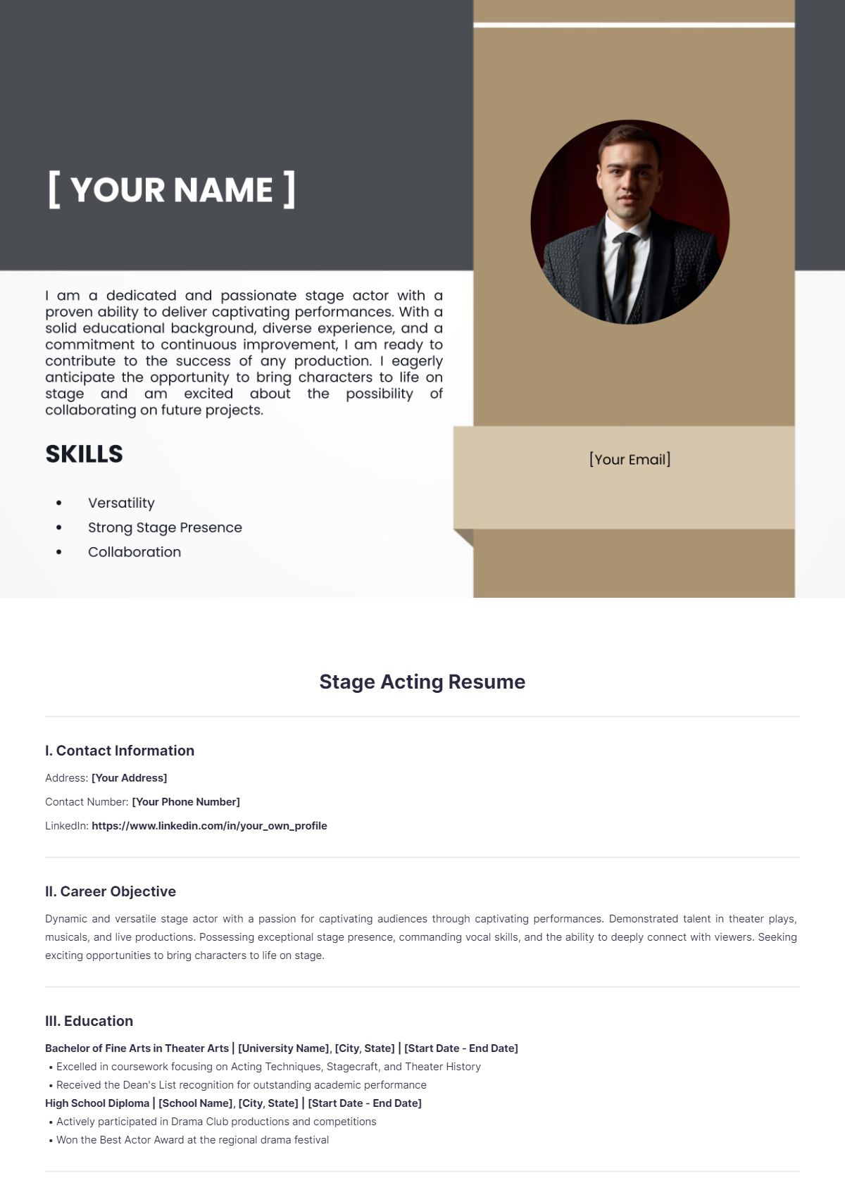 Stage Acting Resume - Edit Online & Download