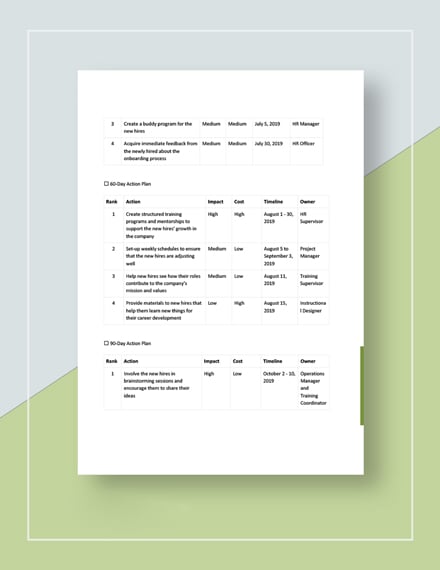 90 day onboarding plan template