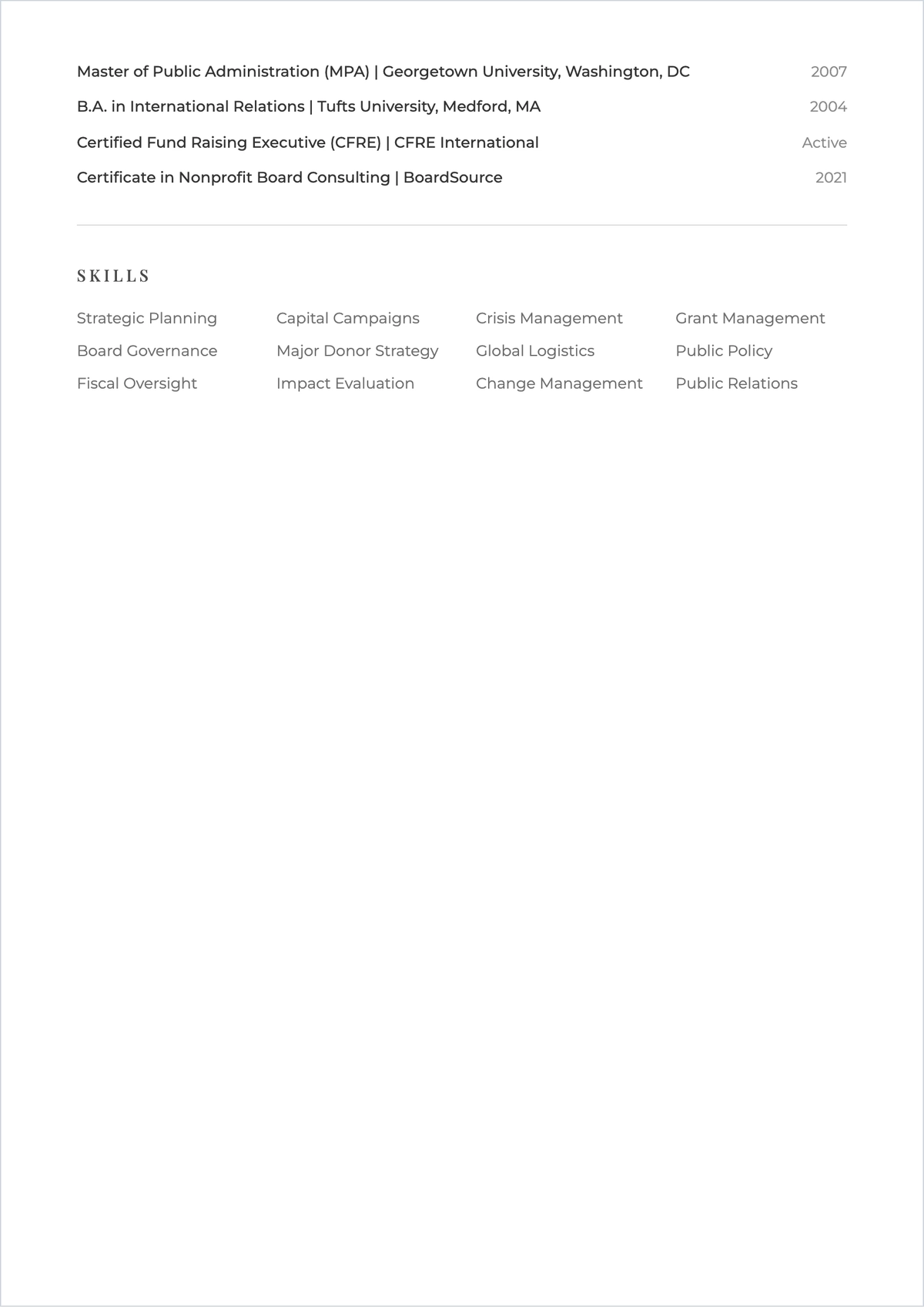 Free Non-Profit CEO ATS Resume Template, AI Resume Builder