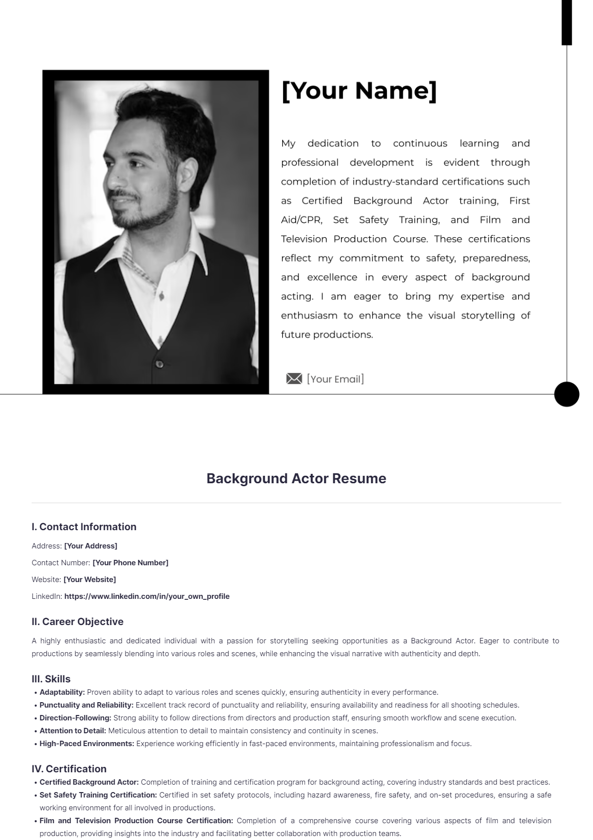 Background Actor Resume - Edit Online & Download