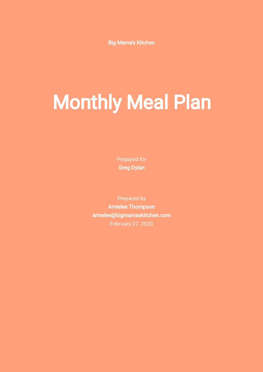 monthly meal plan template google sheets