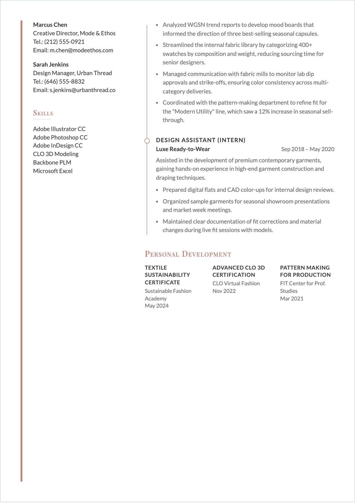 Free Assistant Fashion Designer ATS Resume Template, AI Resume Builder