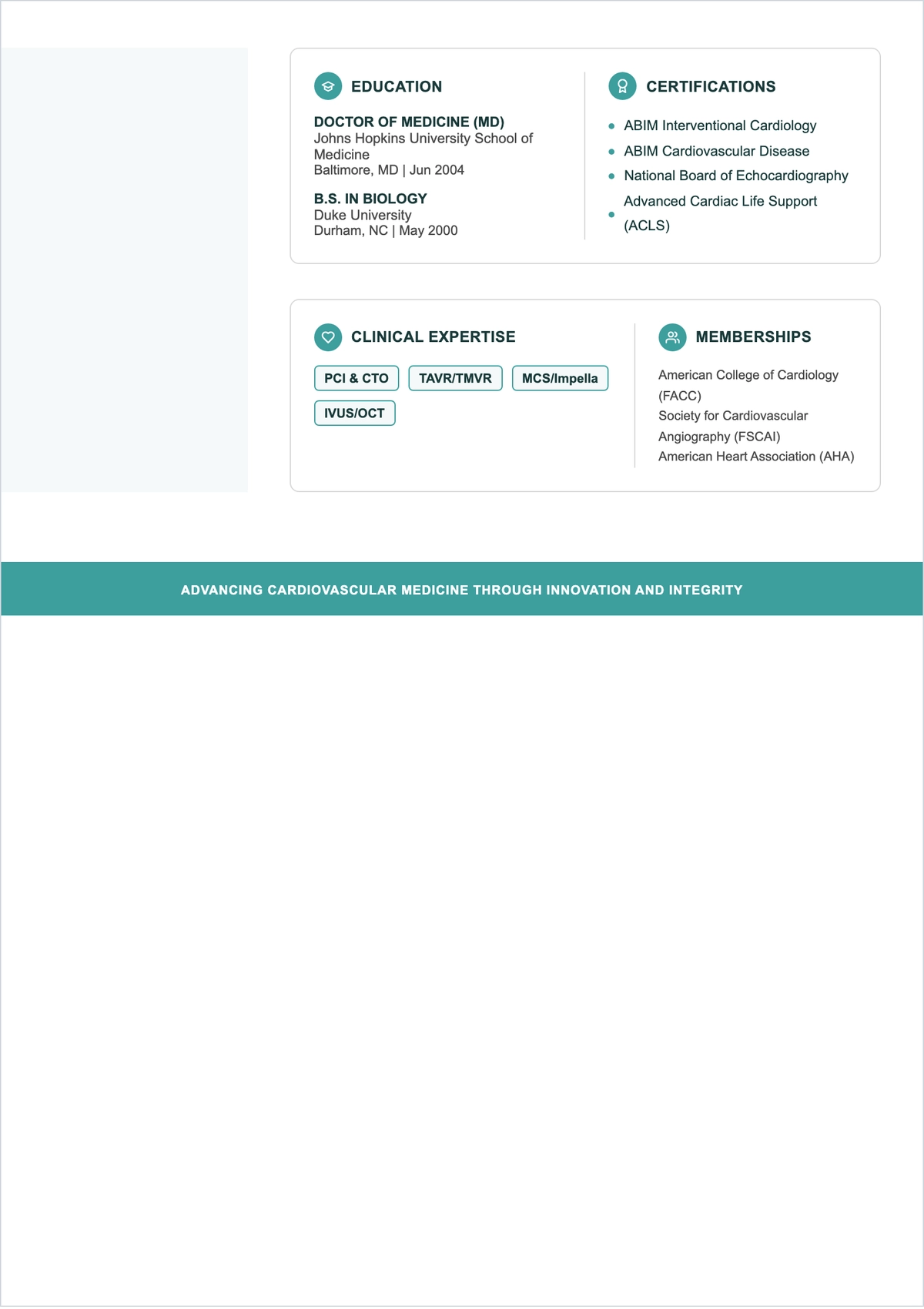 Free Cardiologist Doctor ATS Resume Template, AI Resume Builder