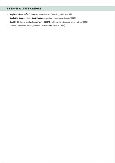 Free Doctor Office Nurse ATS Resume Template, AI Resume Builder