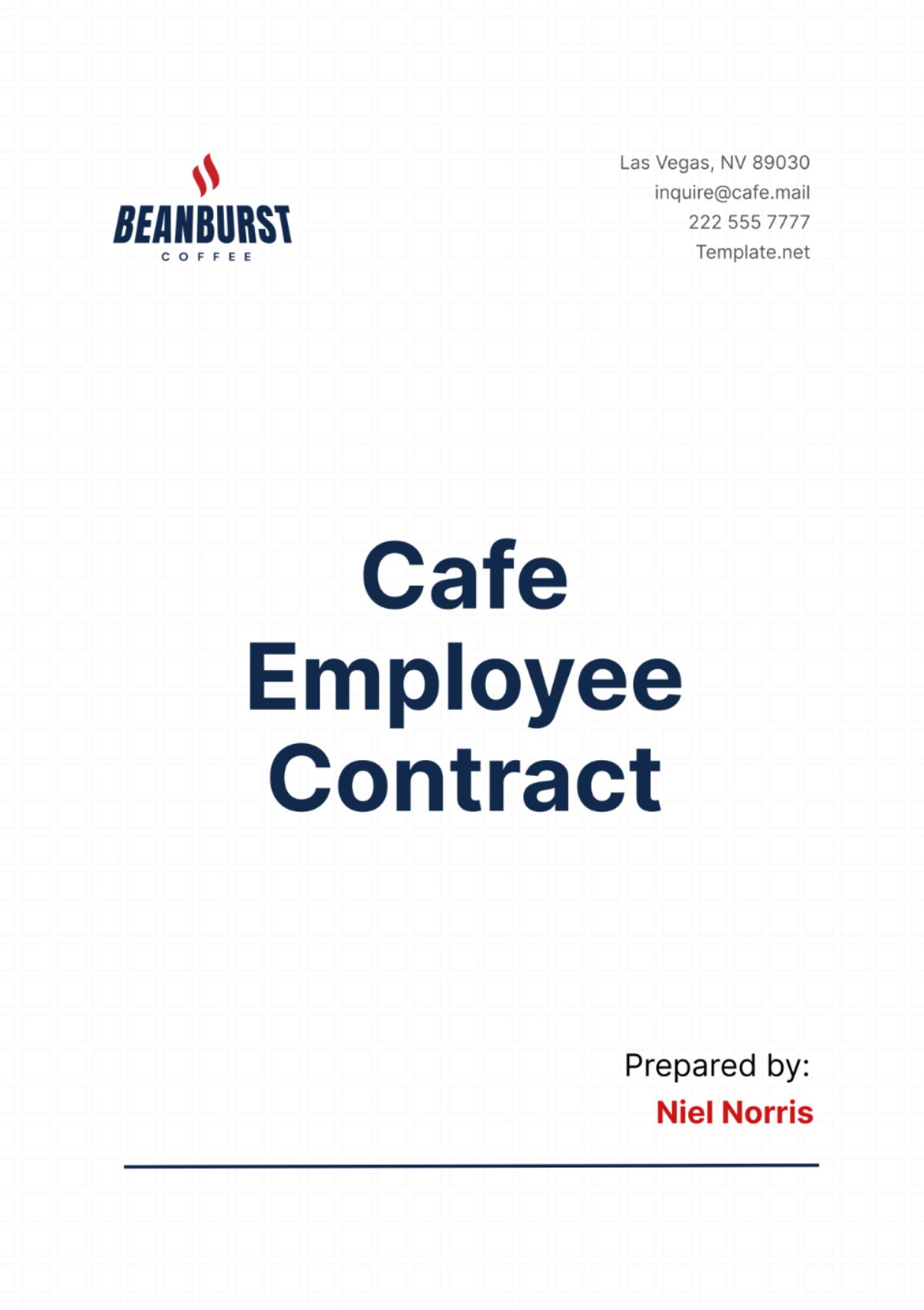 Cafe Employee Contract Template - Edit Online & Download