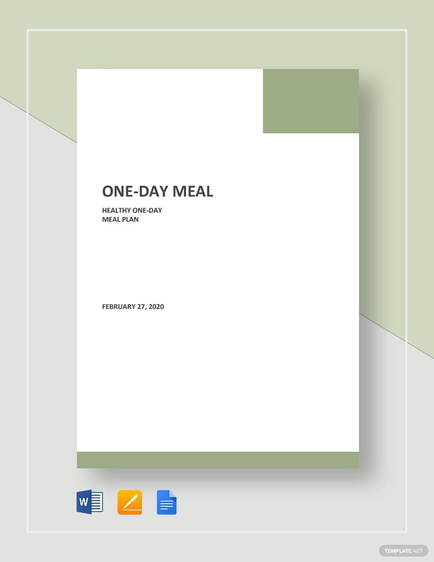 One Day Meal Plan Template in Word, Google Docs, Apple Pages