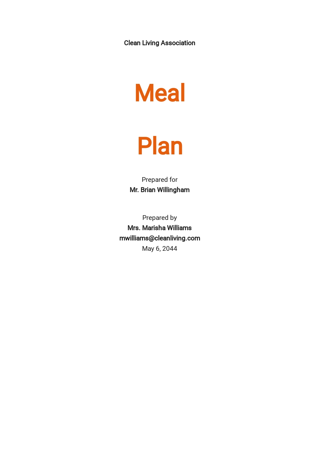 FREE Meal Plan Templates in Google Docs