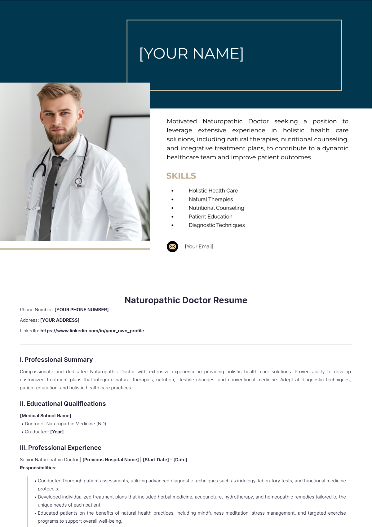 Naturopathic Doctor Resume - Edit Online & Download