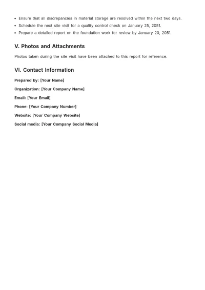Free Daily Site Visit Report Template to Edit Online
