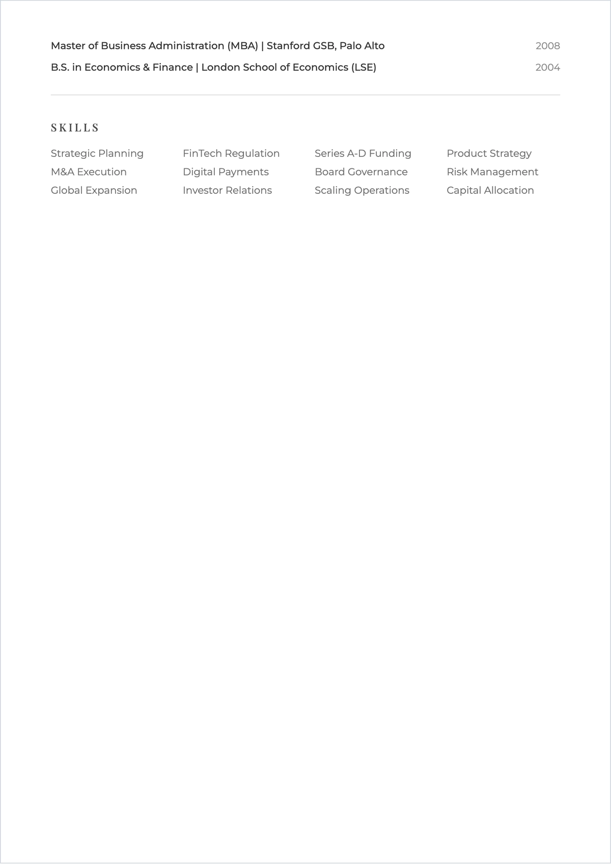 Free Founder and CEO ATS Resume Template, AI Resume Builder