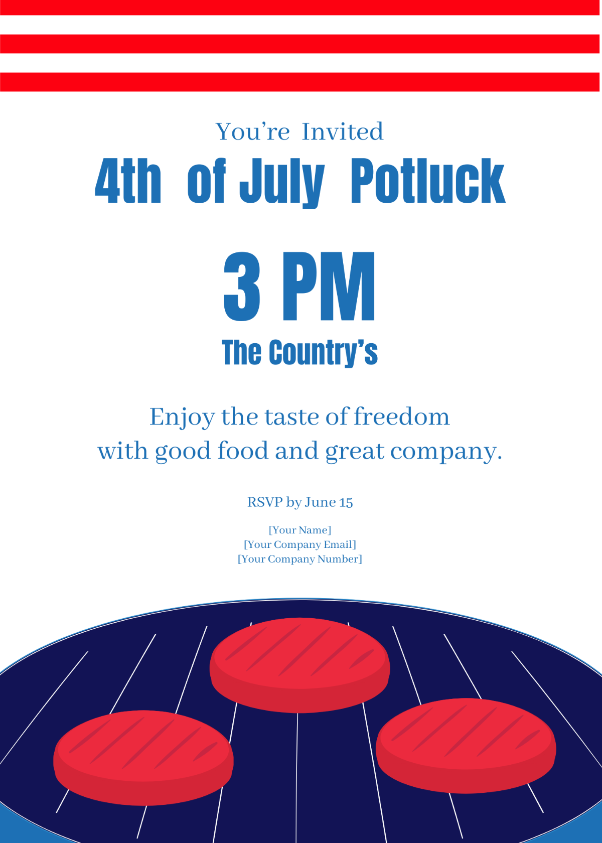 4th of July Potluck Invitation
