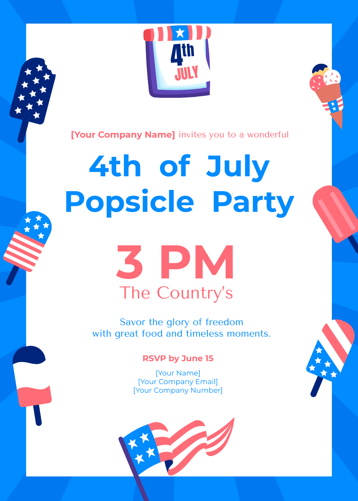Popsicle 4th of July Invitation