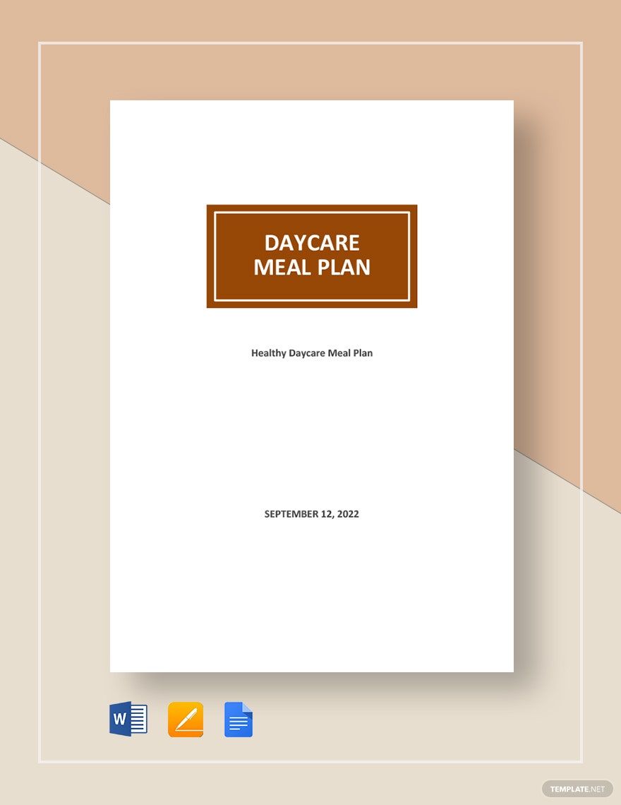 Daycare Meal Plan Template in Pages, Word, Google Docs - Download | Template.net