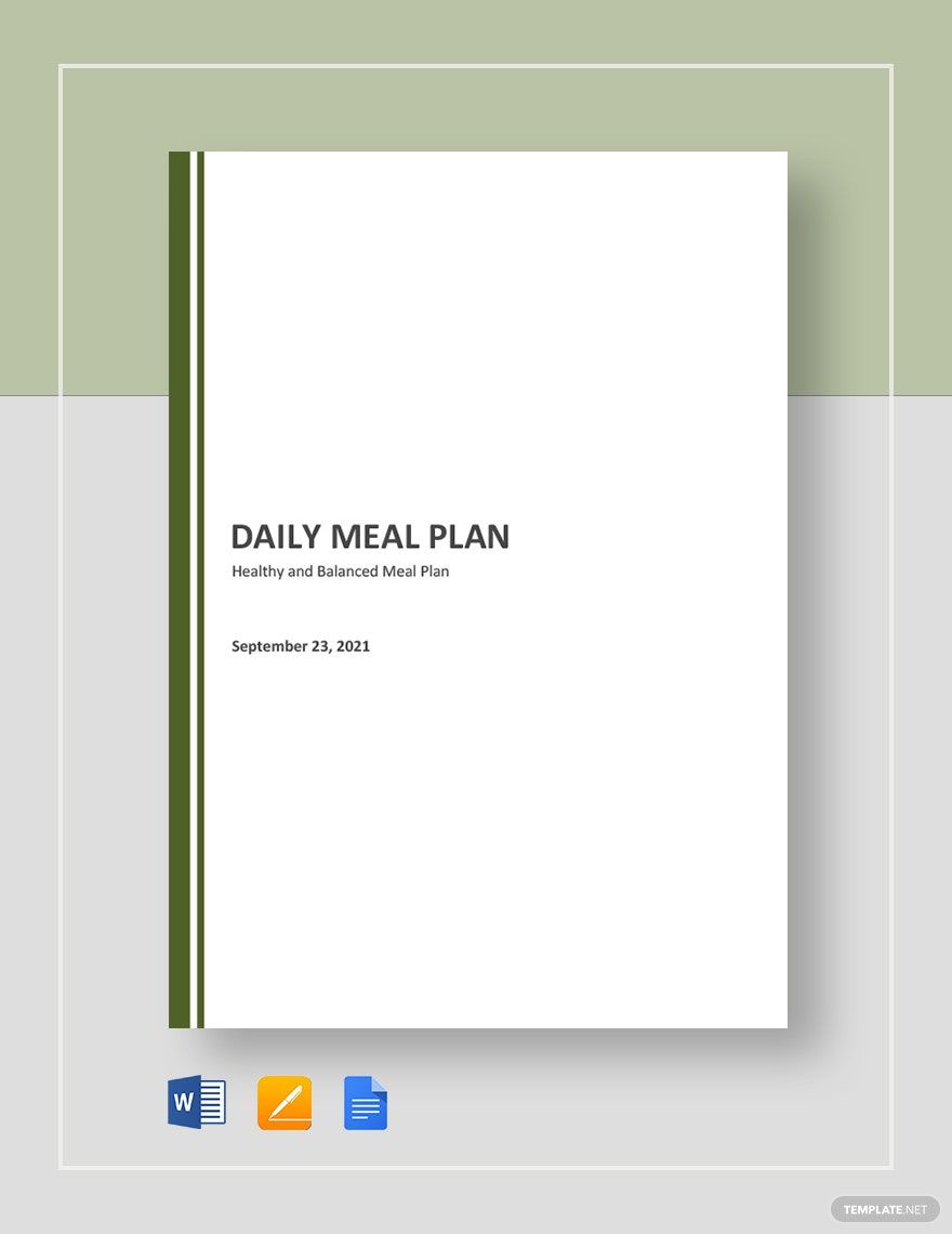 Daily Meal Plan Template in Pages, Word, Google Docs - Download | Template.net