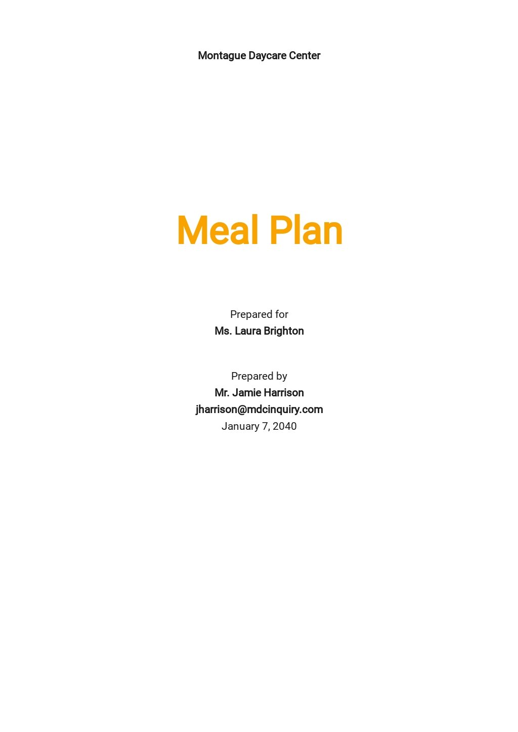 Meal Plan Template Editable images go banana com