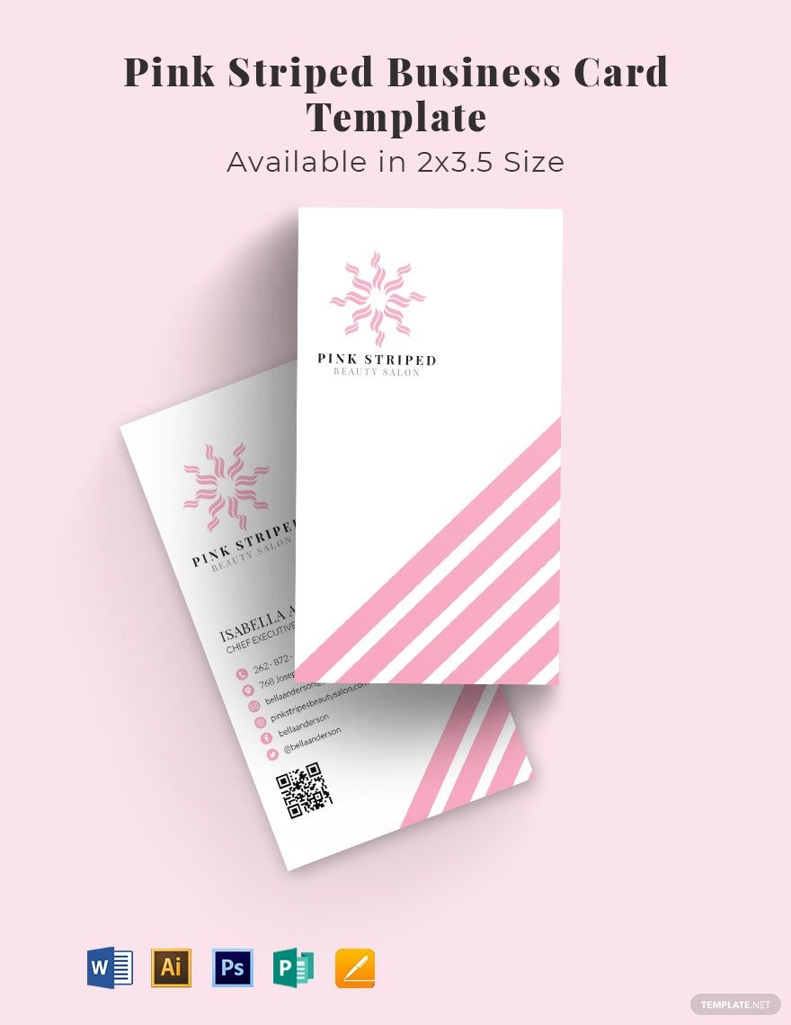 Pink Striped Business Card Template