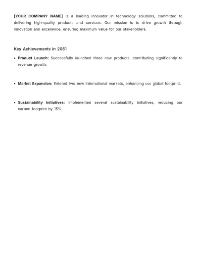 Free Financial Performance Report Template to Edit Online
