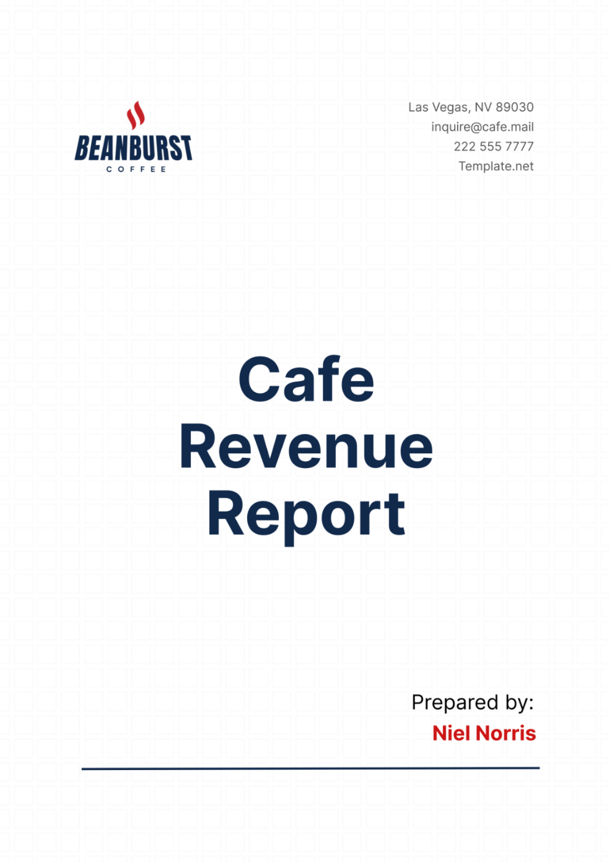 Cafe Revenue Report Template - Edit Online & Download