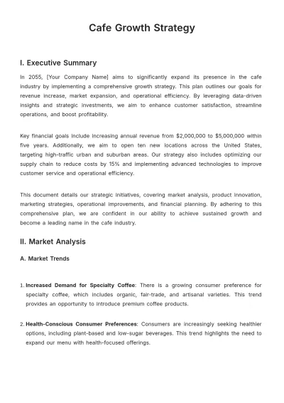Free Cafe Growth Strategy Template to Edit Online