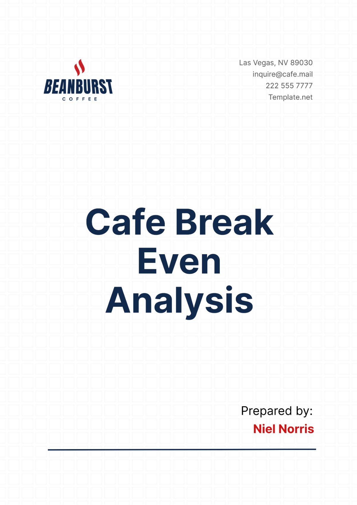 Cafe Break Even Analysis Template - Edit Online & Download