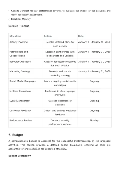 Free Cafe Activity Proposal Template to Edit Online