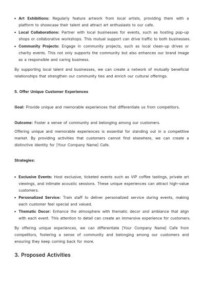 Free Cafe Activity Proposal Template to Edit Online