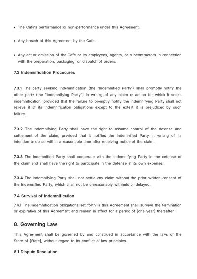Free Cafe Delivery Agreement Template to Edit Online