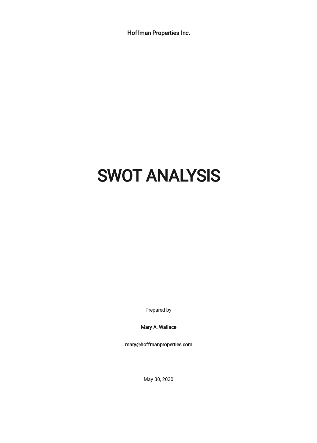 Printable SWOT Analysis Template - Google Docs, Word, Apple Pages